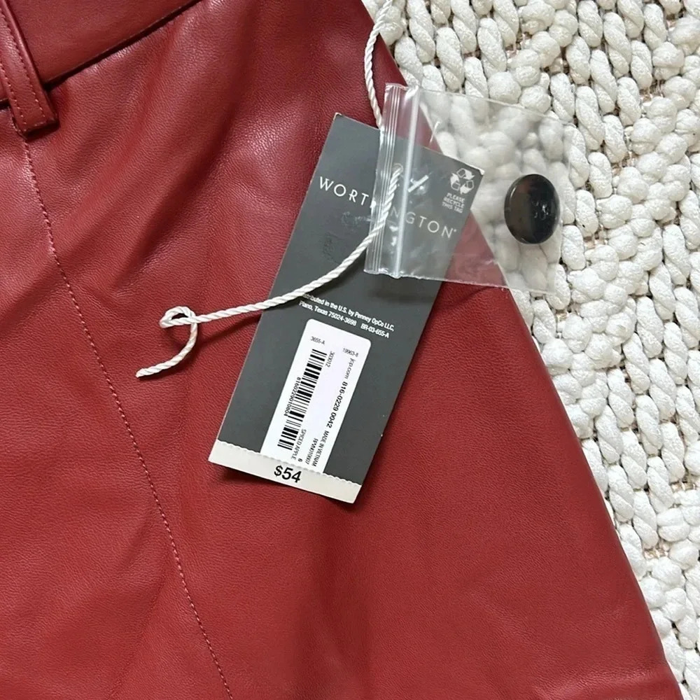 NWT Worthington Leather Pants | Faux Leather Pants | Red Leather Pants | Leather - Picture 5 of 11